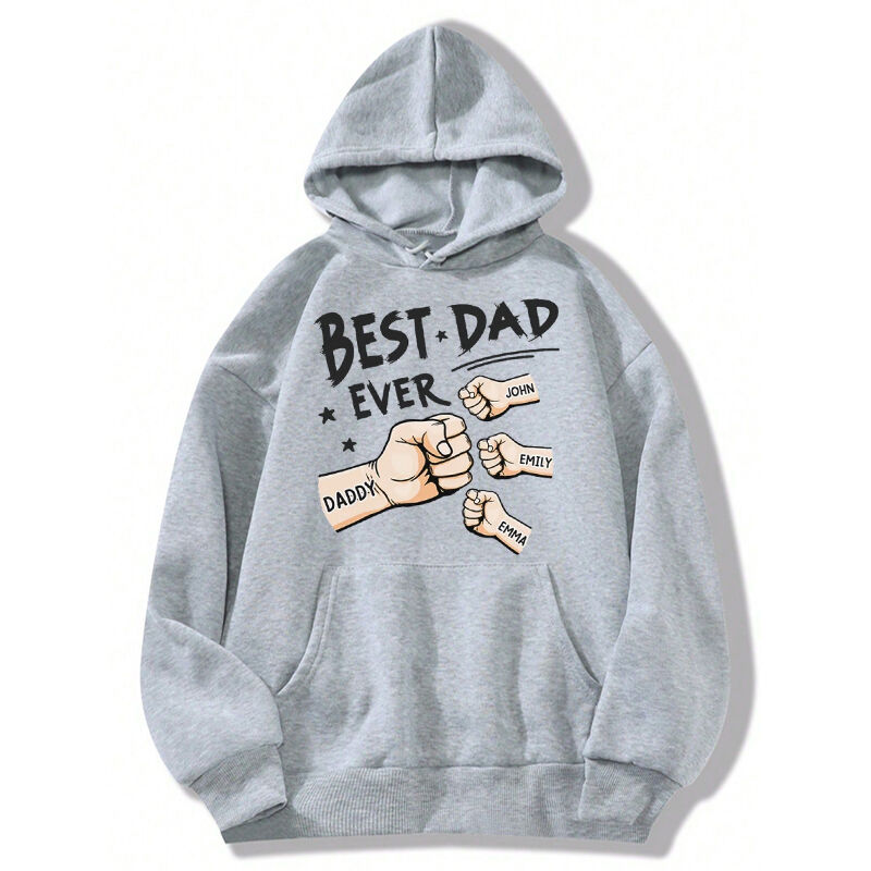 Personalized Hoodie Best Dad Ever Fist Bump Custom Names Design Perfect Gift for Father's Day