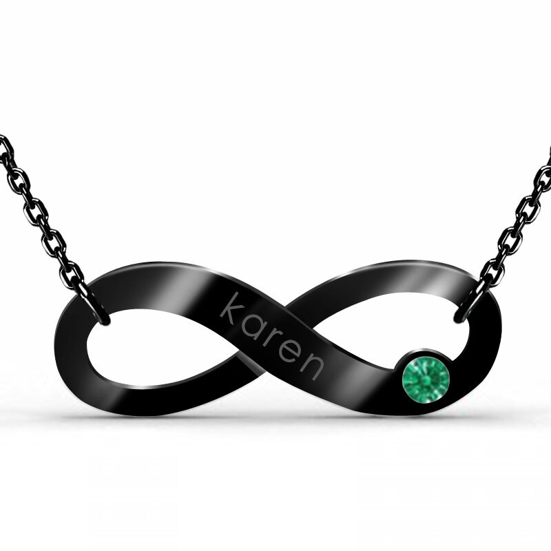 "Try Everything" Personalized Infinity Necklace With Birthstone