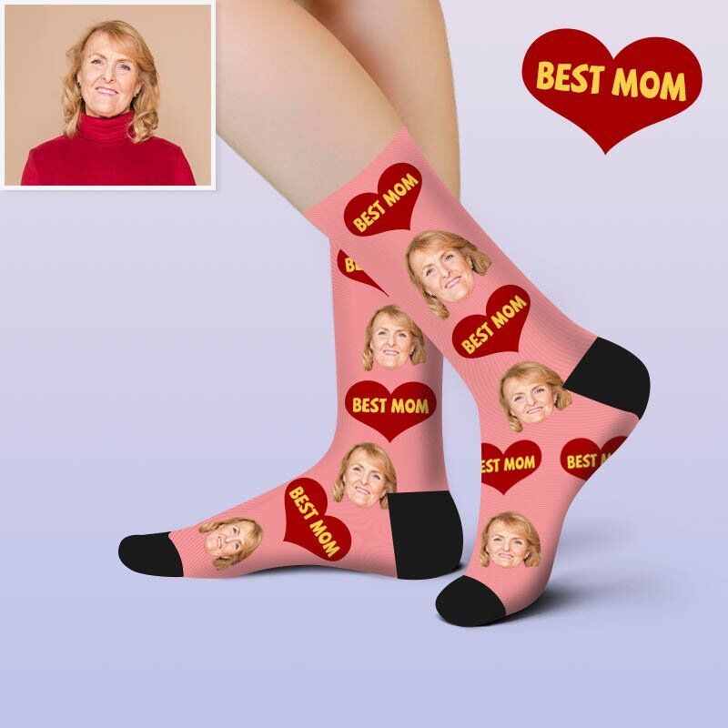 "Best Mom" Custom Face Picture Socks Gift for Mom/Mother's Day
