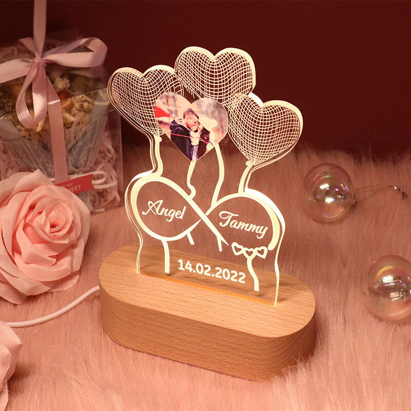 Personalized Custom Couple Commemorative Heart Night Light