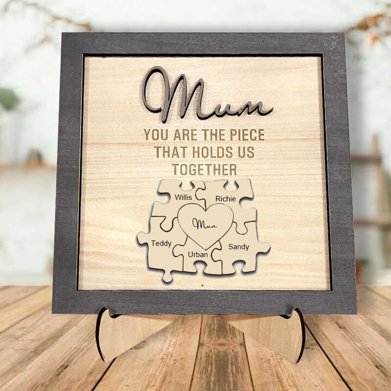 Personalized Wood Name Puzzle Frame "You Are The Piece That Holds Us Together" for Mother's Day