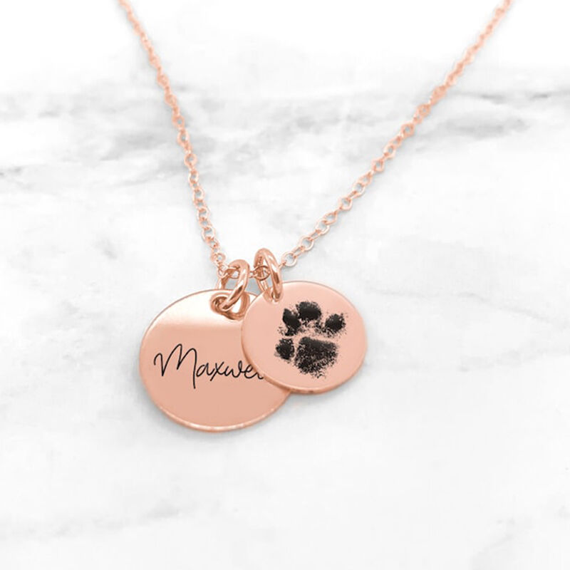 Personalized Disc Necklace Customized Pet Paw Print Gift For Pet Lovers