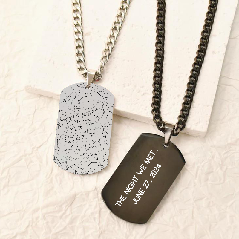 Personalized Dog Tag Necklace Customized Star Chart And Date Anniversary Gift
