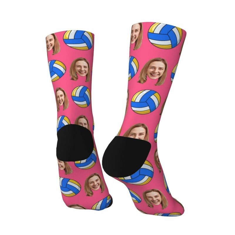 Personalized Face Socks with Volleyball Pattern as Birthday Gift for Friends