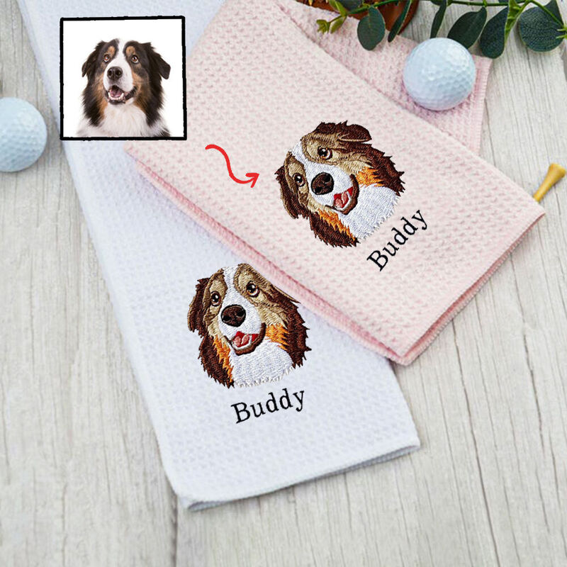 Personalized Golf Towel Embroidered Pet Photo Golf Accessory Gift for Pet Lovers