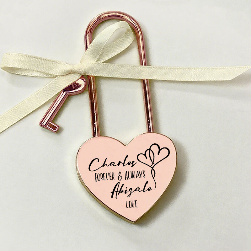 Personalized Heart Lock Love Padlock Forever and Always Love Custom Names Perfect Gift for Couples