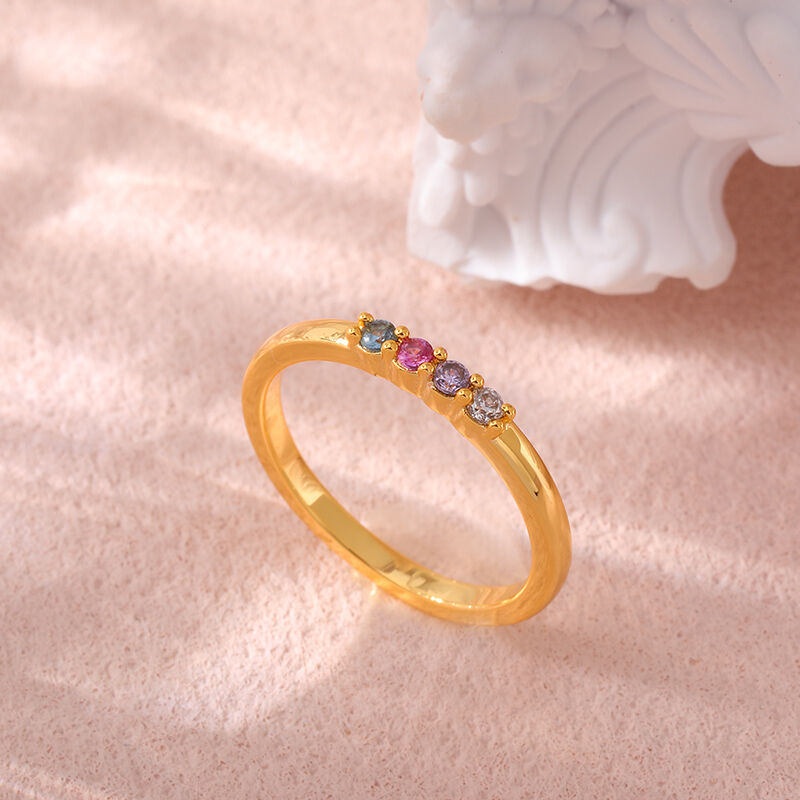 Bague personnalisée à 2 pierres de naissance Cadeau exquis pour la fête des mères