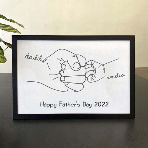 Personalized Hand Drawn Father & Son Art Picture Frame Gift for Father