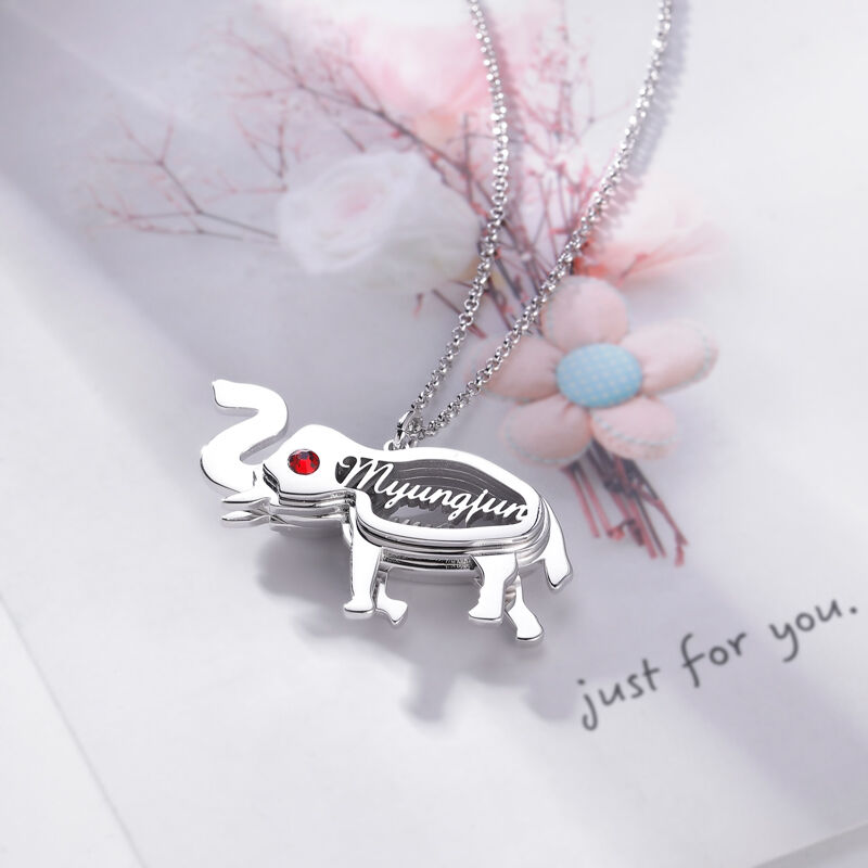 Elephant Personalized Necklace with Birthstone