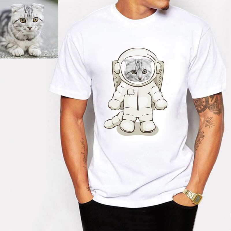 Cute Pet Astronaut Custom Photo T-Shirt