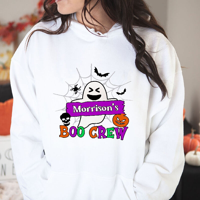 Personalized Name Hoodie with Ghost And Bat Pattern Perfect Halloween Gift