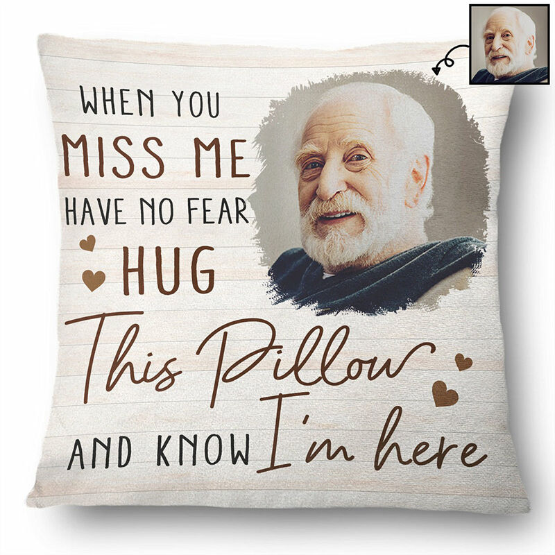 Personalisiertes Bild Kissen mit Herz-Muster Warmes Geschenk für die Familie "Ich bin hier"