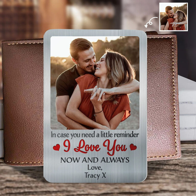 Personalized Aluminum Wallet Card Customized Photo Sweet Gift For Couples