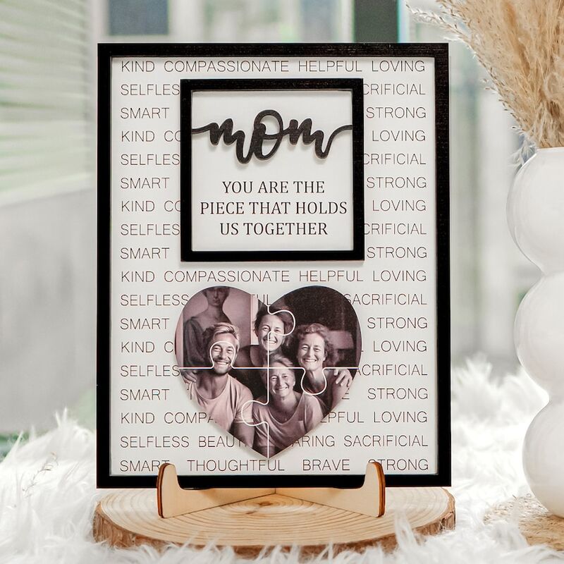 Personalized Heart Shaped Photo Puzzle Frame Warming Mother's Day Gift