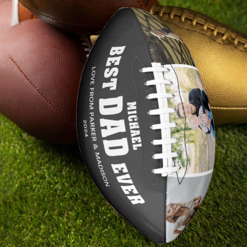 Ballon de rugby personnalisable avec nom et photo pour papa Cadeau de fête des pères