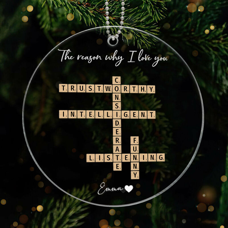 Luz de noche personalizada con palabras de amor de Scrabble, el mejor regalo de Navidad