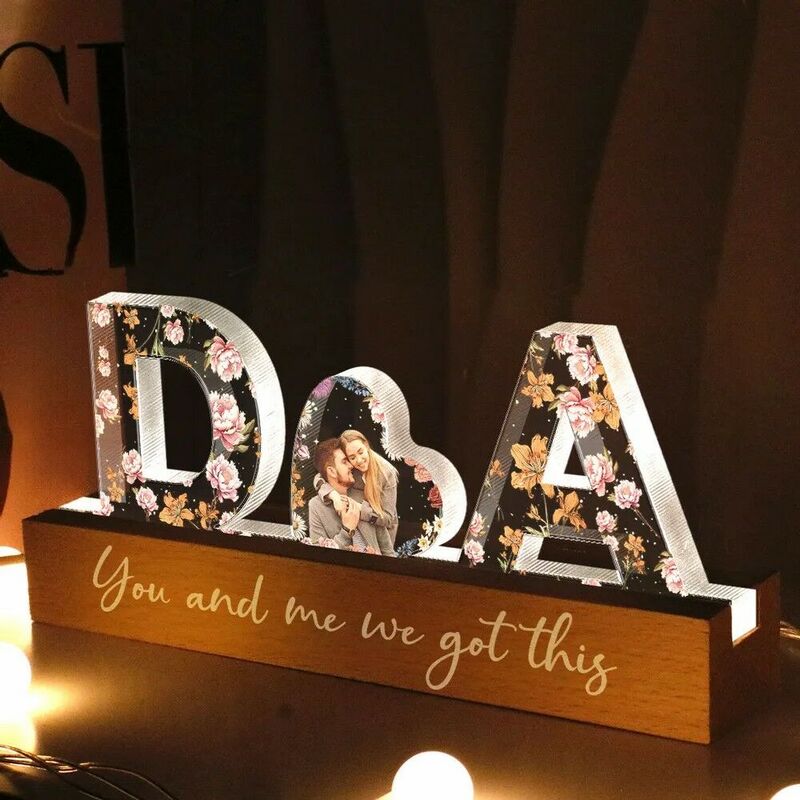 Personalized Birthday Flower Letter Lamp Customized Couple Photo Gift For Anniversary