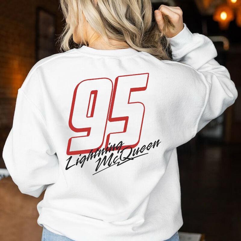 Personalized Sweatshirt Lightning McQueen Cars Classic Pattern Design Cool Gift for Car Lovers