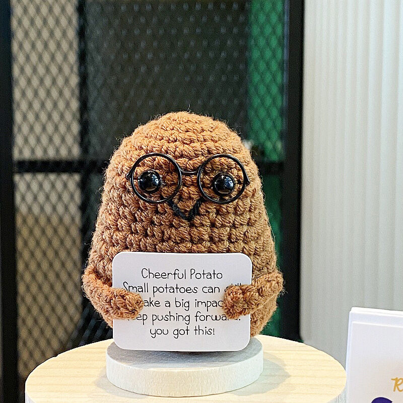 Handgehäkelte Kartoffel-Positiv-Puppe Positive Puppe mit Brille Besonderes Geschenk für Kinder
