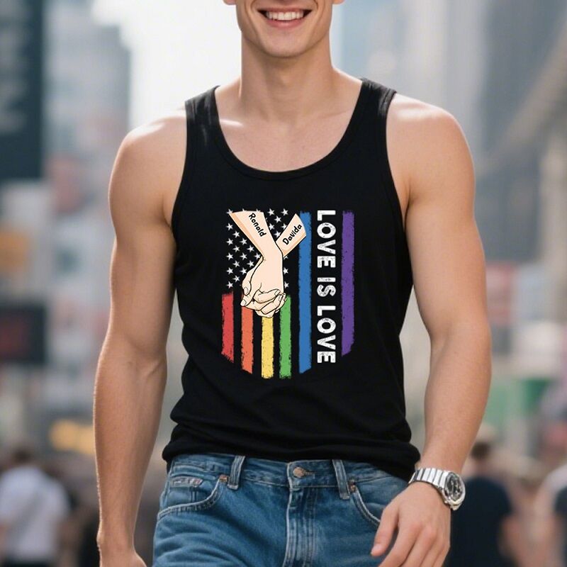 Personalized Tank Top Love Is Love Hold Your Hand Design Perfect Gift for LGBT Lover