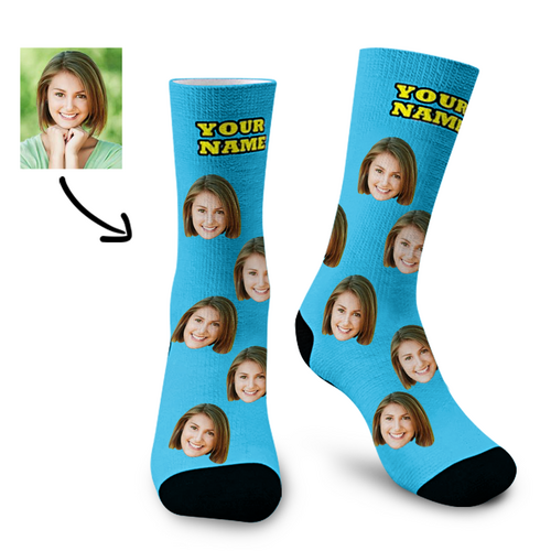 Custom Face and Name Socks Gift for Beautiful Lady