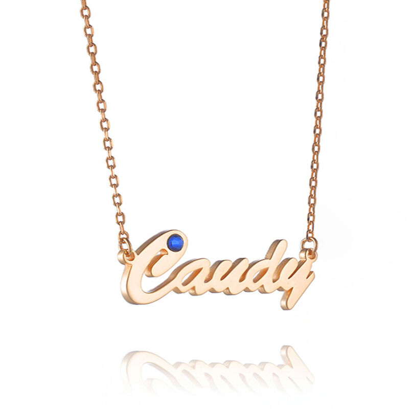 Carrie Style Personalized Name Necklace with Birthstone