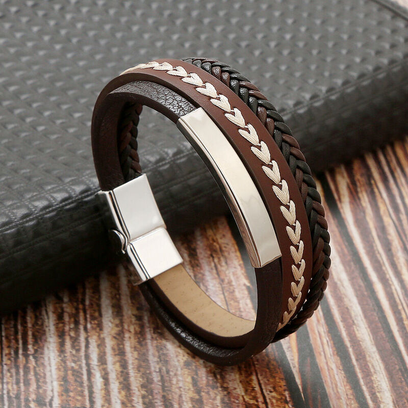 Bracelet en cuir pour homme avec texte personnalisé Cadeau de St Valentin pour lui
