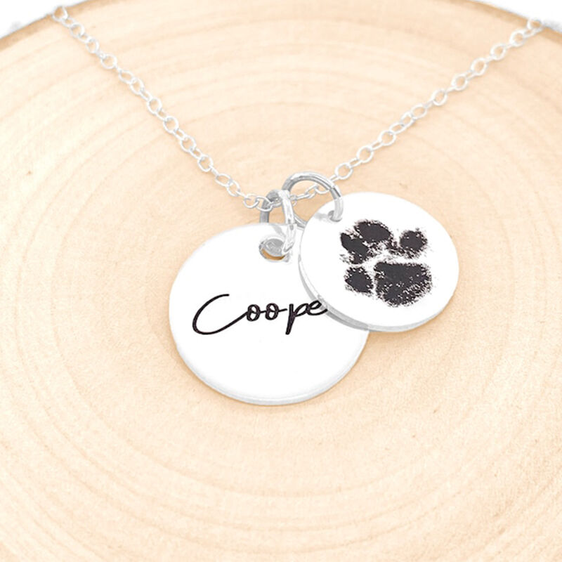 Personalized Disc Necklace Customized Pet Paw Print Gift For Pet Lovers