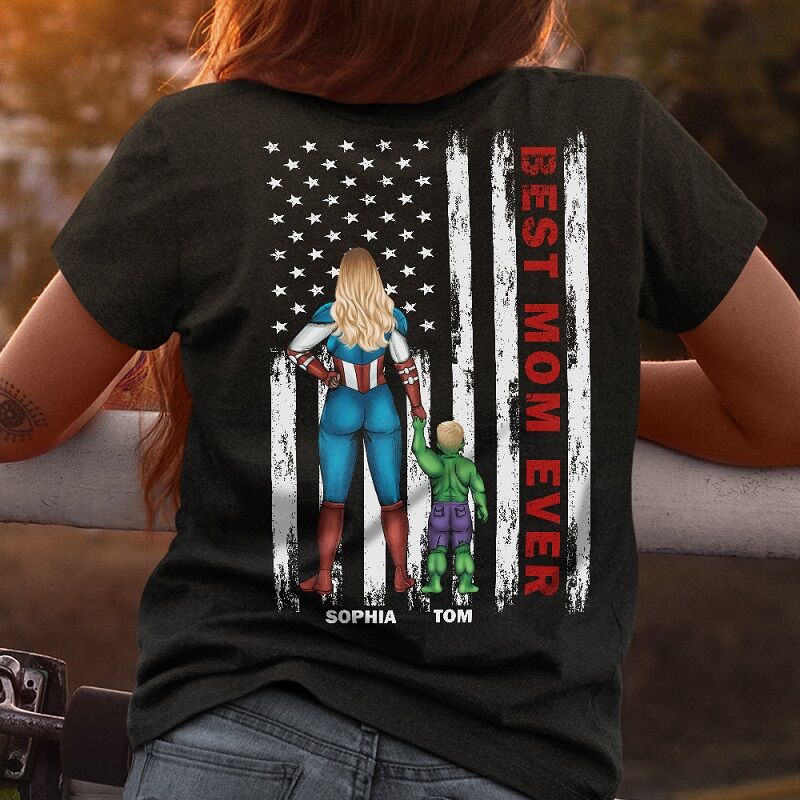 Personalized T-shirt Best Mom Ever with Optional Hero Custom Name Great Gift for Mother's Day
