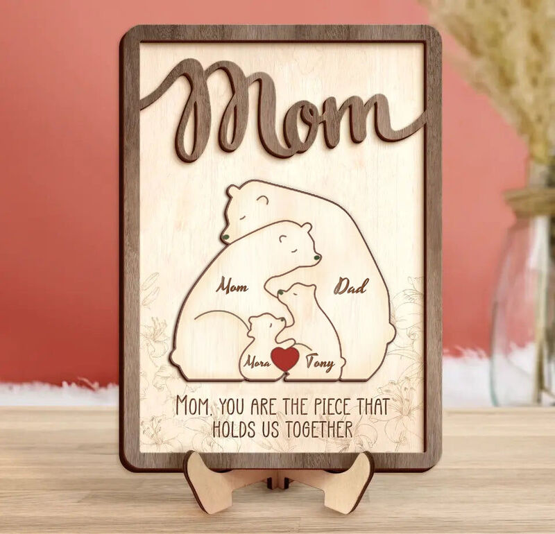 Personalized Bear Family Puzzle Frame Best Mother's Day Gift