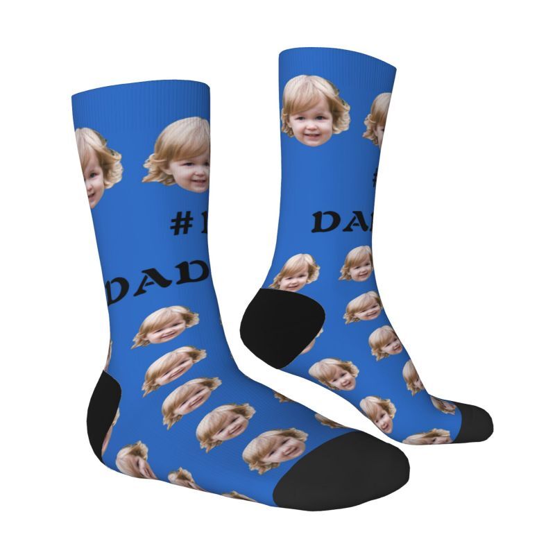 Personalized Face Socks with Child Photos Added as a Father's Day Gift
