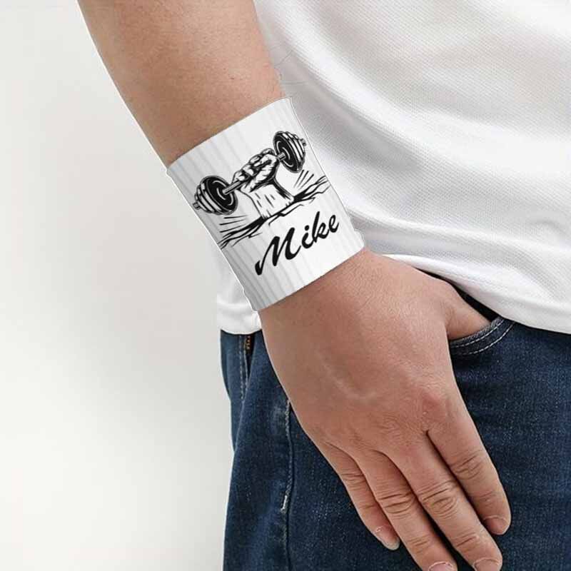 Personalized Sports Wristband Weightlifting Powerful Pattern Design Great Gift for Sports Lover