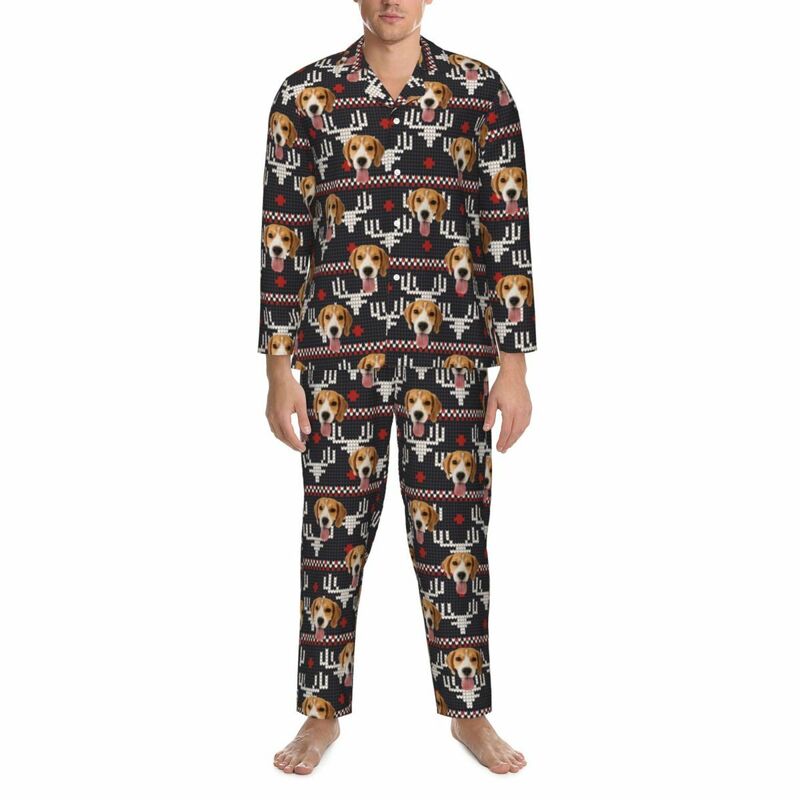 Personalized Pajamas Custom Photo Reindeer Pixel Pattern Design Perfect Christmas Gift for Loved One