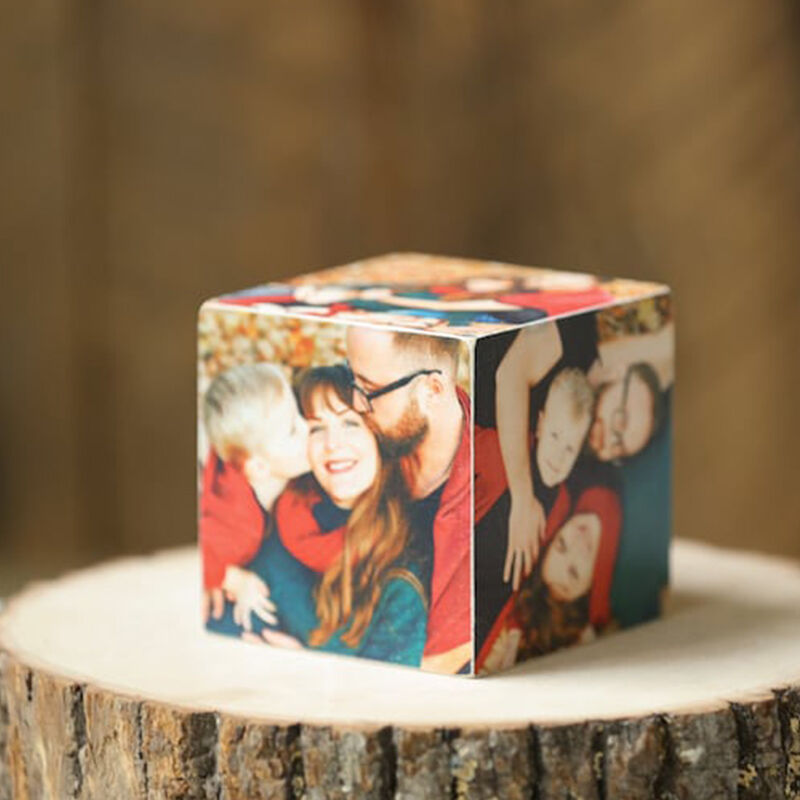 Cube photo en bois personnalisé, cadeau créatif de Noël