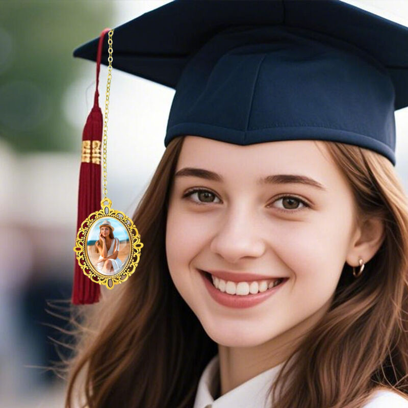 Gepersonaliseerde kwast foto hanger Herdenkingscadeau Mini fotolijstje voor diploma