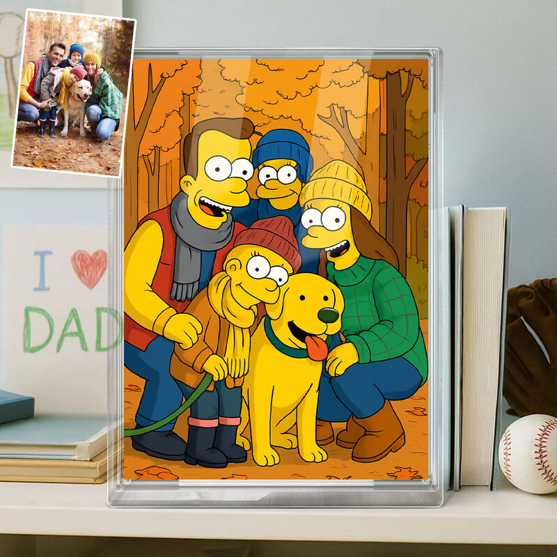 Personalisierte Simpsons Foto-Stil Acryl-Plakette Geschenk für Familie