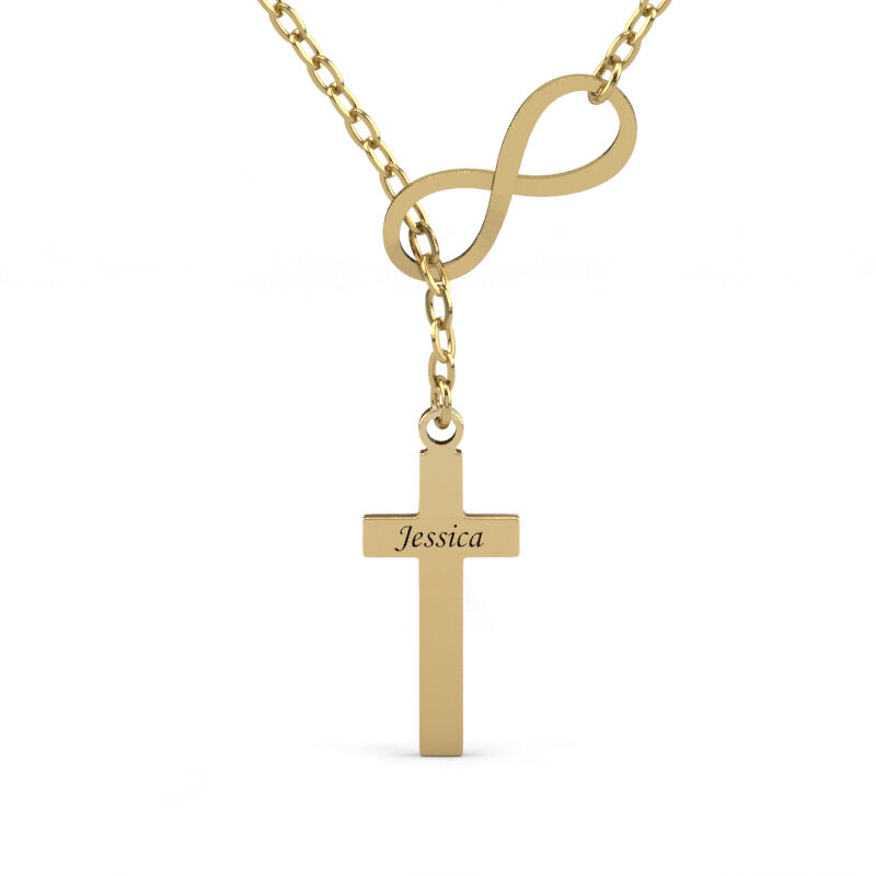 "Our Destiny" Personalisierte Halskette mit Unendlichkeit und Kreuz