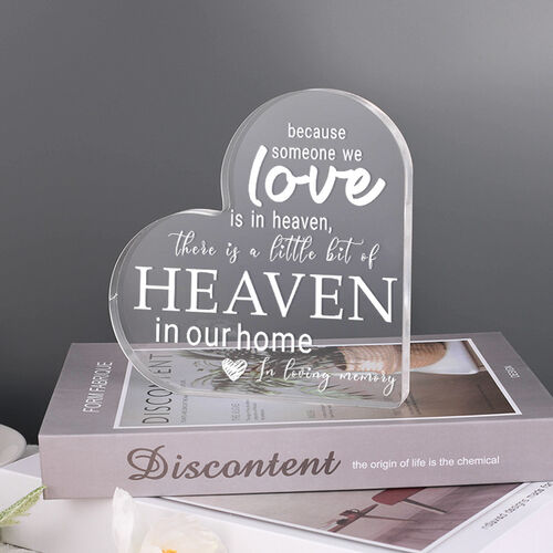 Gift for Special Person "In Loving Memory" Heart Shaped Acrylic Plaque