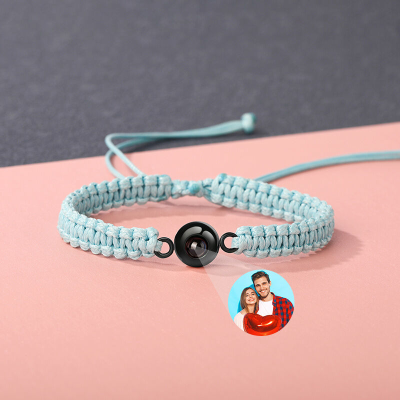 Personalized Braided Blue Rope Photo Projection Bracelet Sweet Cool Gift