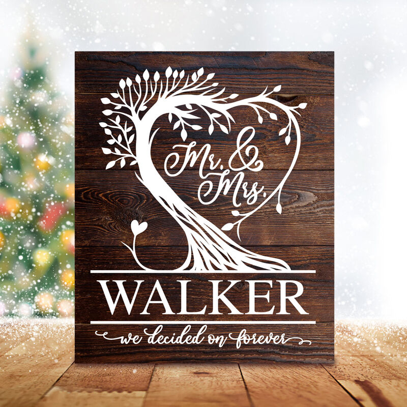 Personalized Name Family Tree Frame with Branches And Heart Pattern Warm Gift for Wedding