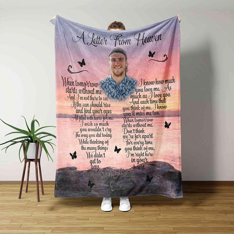 Personalized Picture Blanket with Beautiful Sunset Pattern Precious Gift for Friends