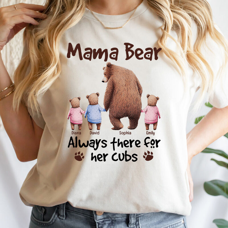 Personalisiertes T-Shirt Mama Bär immer da für ihre Jungen benutzerdefinierte niedliche Muster warmen Muttertag Geschenk