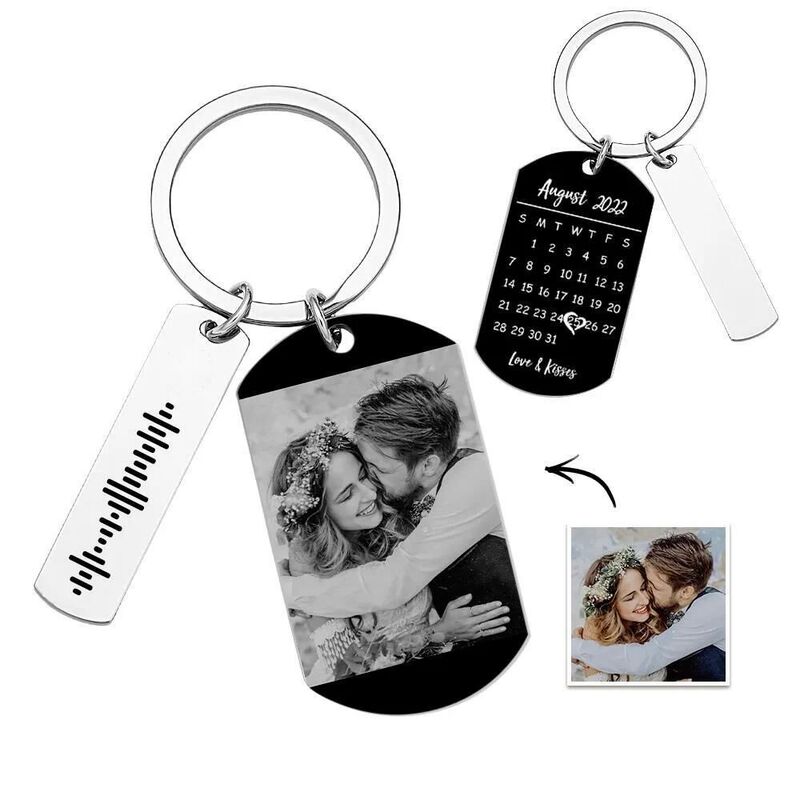 Porte-clés photo personnalisé avec code musical Cadeau pour les couples