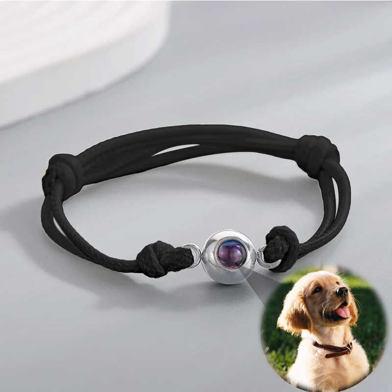 Custom Photo Bracelet with Black Cord