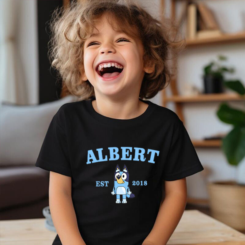 Personalized Children T-Shirt Customized Name And Year With Anime Pattern Special Gift For Boys