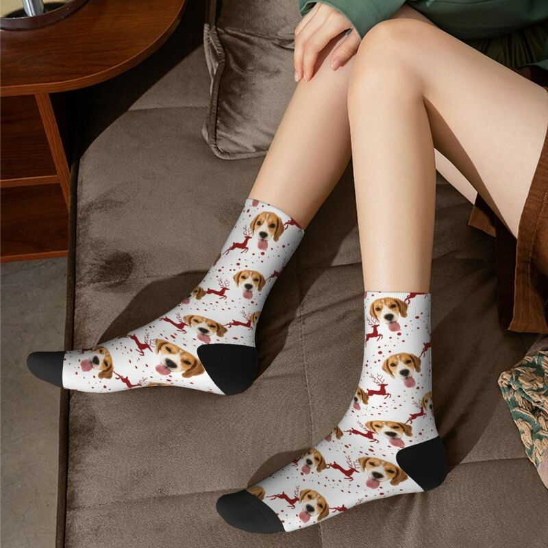 Chaussettes personnalisées avec motif d'élan Ajoutez une photo d'animal de compagnie Cadeau de Noël pour les propriétaires d'animaux de compagnie