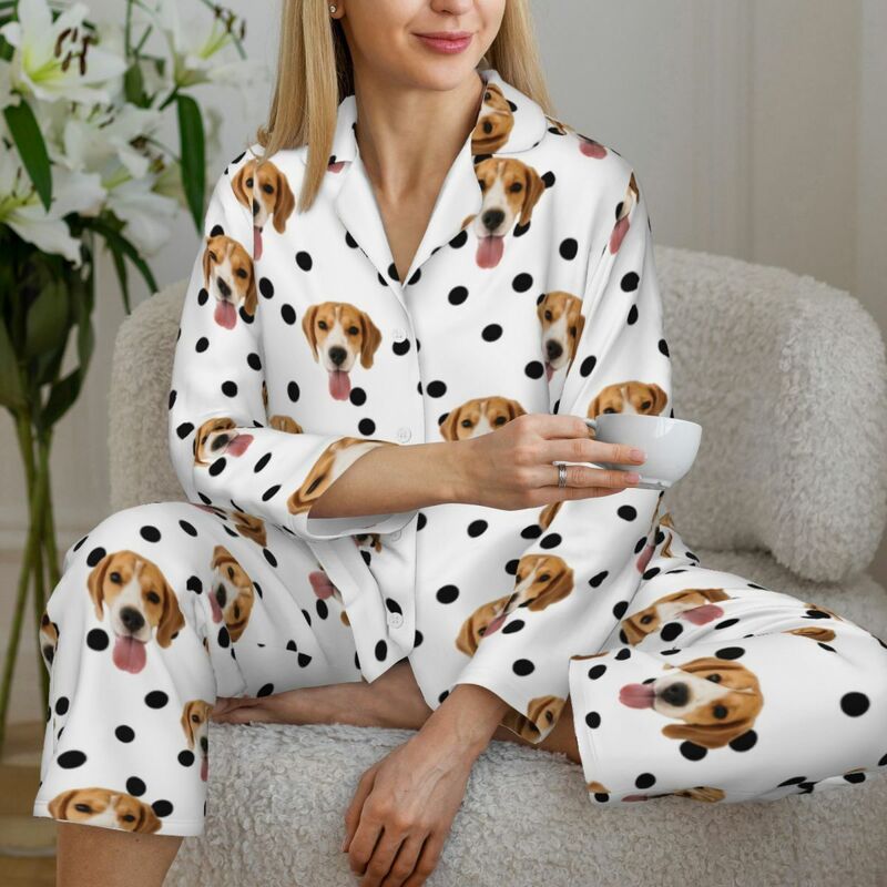 Personalized Pajamas Custom Photo Dots Pattern Optional Color Design Perfect Gift for Loved One