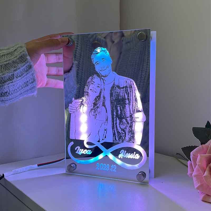 Personalized Mirror Lamp Customized Couple Photo Romantic Valentine's Day Gift For Him