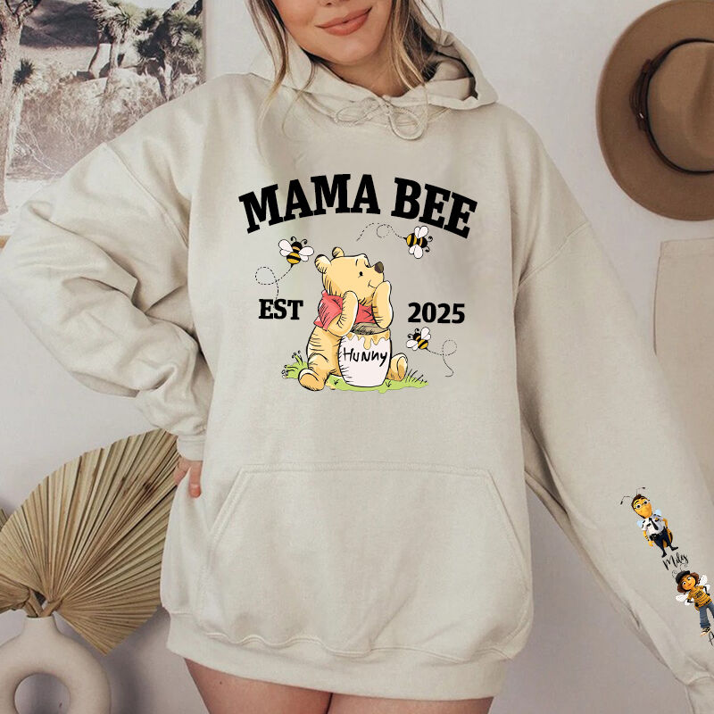 Personalized Hoodie Mama Bee with Custom Honey Bee Baby Creative Design Perfect Mother's Day Gift