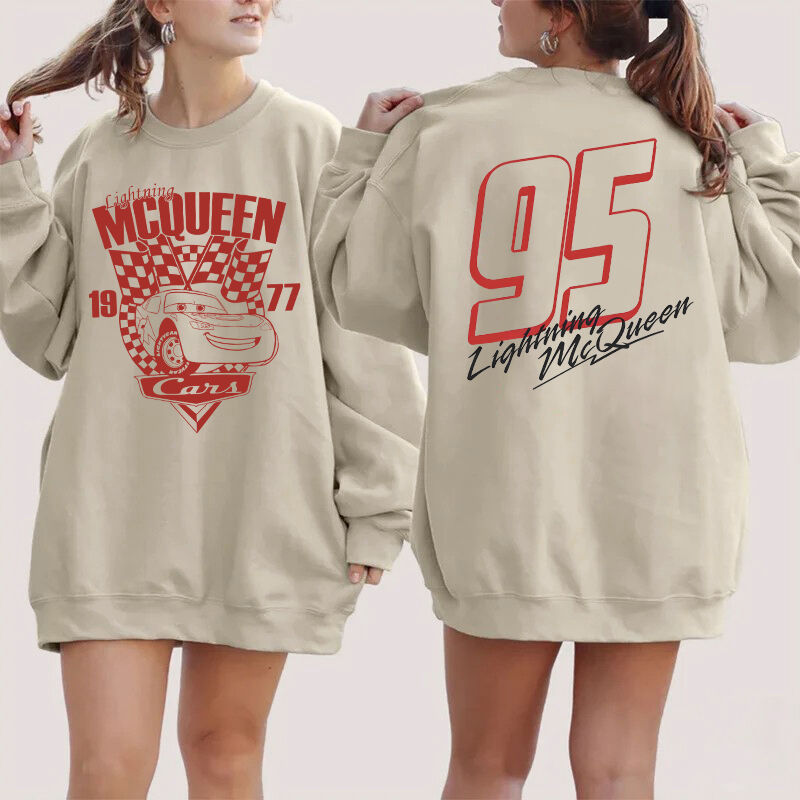 Personalized Sweatshirt Lightning McQueen Cars Classic Pattern Design Cool Gift for Car Lovers